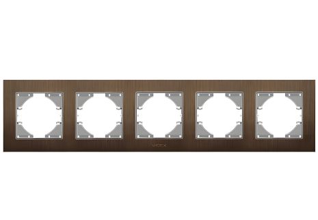 Горизонтальная алюминиевая рамка на 5 постов VIDEX BINERA VF-BNFRA5H-CH шоколадная