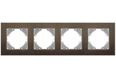 Алюминиевая рамка VIDEX BINERA VF-BNFRA4H-CH горизонтальная, на 4 поста, шоколадная