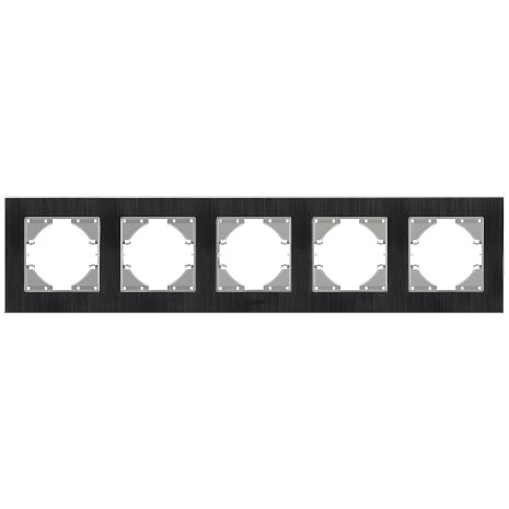 Горизонтальная алюминиевая рамка на 5 постов VIDEX BINERA VF-BNFRA5H-B, черная