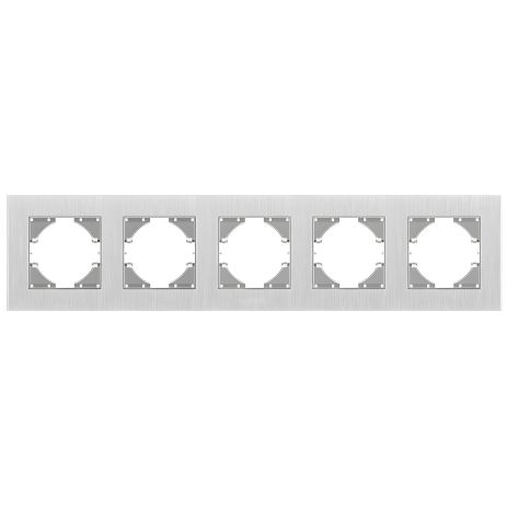 Алюминиевая рамка горизонтальная на 5 постов VIDEX BINERA VF-BNFRA5H-SL серебристая