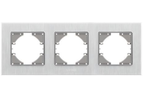Рамка алюминиевая горизонтальная на 3 поста VIDEX BINERA VF-BNFRA3H-SL (розширена) серебристая Рамка алюминиевая горизонтальная на 3 поста VIDEX BINERA VF-BNFRA3H-SL (розширена) серебристая