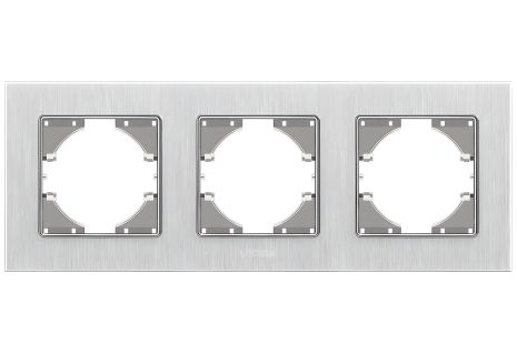 Рамка алюминиевая горизонтальная на 3 поста VIDEX BINERA VF-BNFRA3H-SL (розширена) серебристая