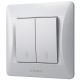 Вимикач прохідний 2-клавішний з підвищеною вогнетривкістю VIDEX BINERA VF-BNSW2P-SS сріблястий