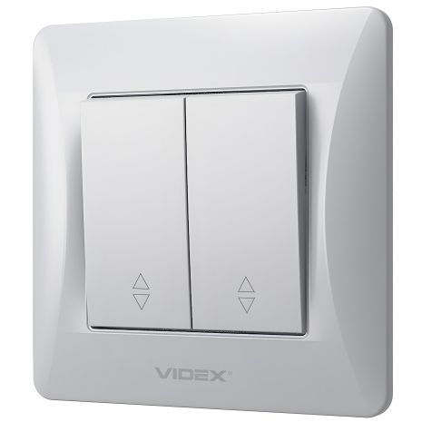 Огнеупорный двухклавишный выключатель VIDEX BINERA VF-BNSW2P-SS серебристый