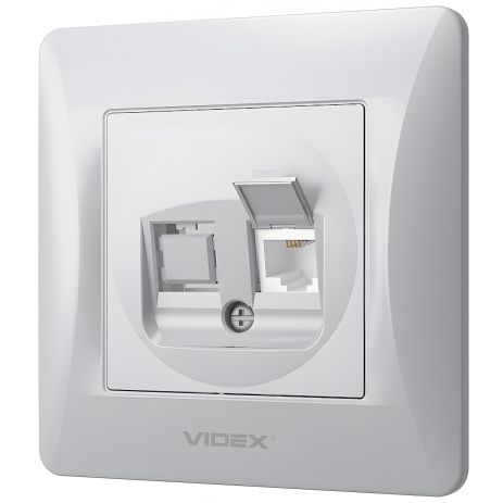 Телефонная розетка CAT3 VIDEX BINERA VF-BNSK1TF3-SS одинарная, серебристая