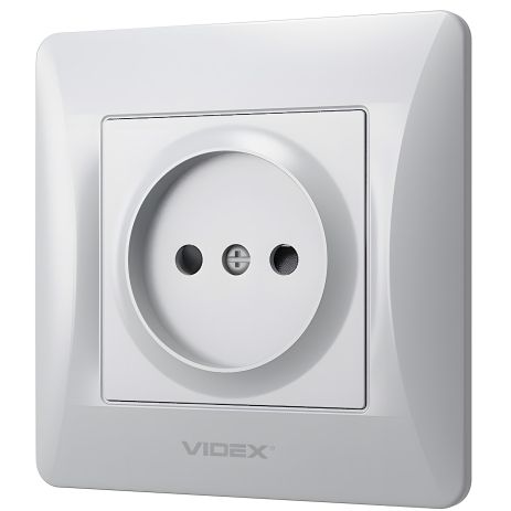 Огнеупорная одинарная розетка VIDEX BINERA VF-BNSK1-SS серебристого цвета