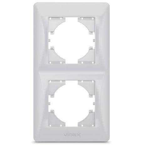 Вертикальна пластикова рамка на 2 поста VIDEX BINERA VF-BNFR2V-SS срібляста