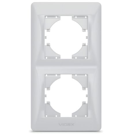 Вертикальна пластикова рамка на 2 поста VIDEX BINERA VF-BNFR2V-SS срібляста Вертикальна пластикова рамка на 2 поста VIDEX BINERA VF-BNFR2V-SS срібляста