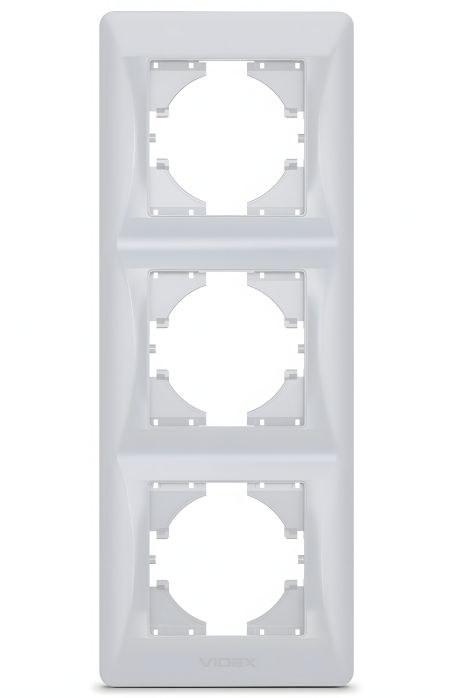 Трёхместная вертикальная рамка VIDEX BINERA VF-BNFR3V-SS серебристая Трёхместная вертикальная рамка VIDEX BINERA VF-BNFR3V-SS серебристая