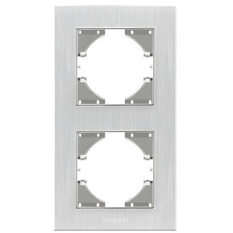 Рамка алюминиевая вертикальная на 2 поста VIDEX BINERA VF-BNFRA2V-SL серебристая Рамка алюминиевая вертикальная на 2 поста VIDEX BINERA VF-BNFRA2V-SL серебристая