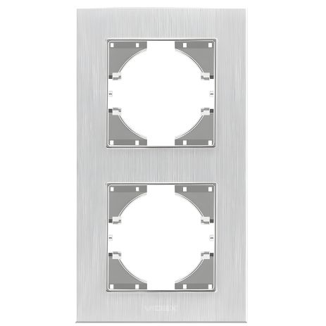 Рамка алюминиевая вертикальная на 2 поста VIDEX BINERA VF-BNFRA2V-SL серебристая