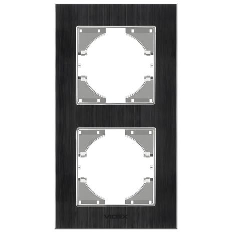 Алюминиевая рамка на 2 поста вертикальная VIDEX BINERA VF-BNFRA2V-B черная