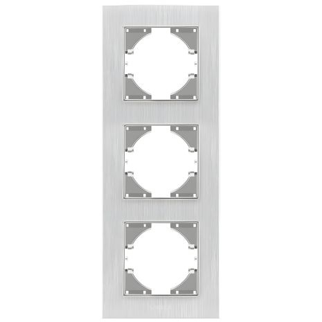 Алюмінієва рамка вертикальна на 3 посадки VIDEX BINERA VF-BNFRA3V-SL срібляста