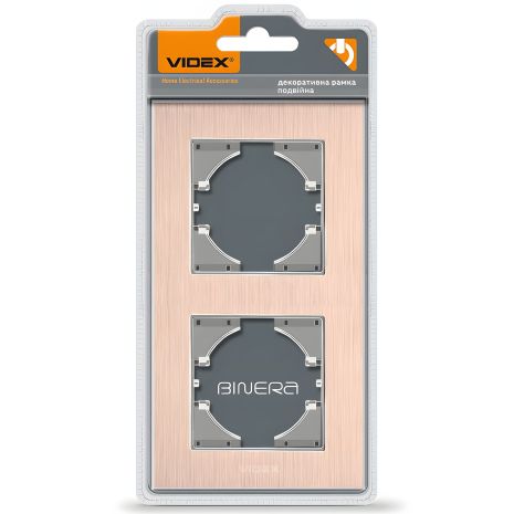 Алюминиевая вертикальная рамка на 2 поста VIDEX BINERA VF-BNFRA2V-CP медного цвета