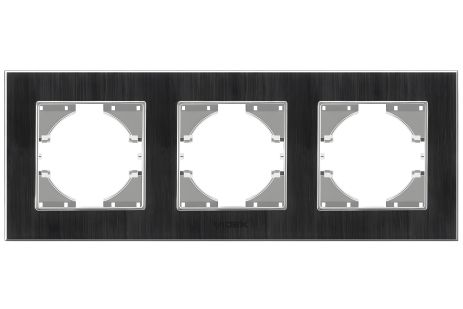 Алюмінева рамка на 3 поста VIDEX BINERA VF-BNFRA3H-B горизонтальна, чорна