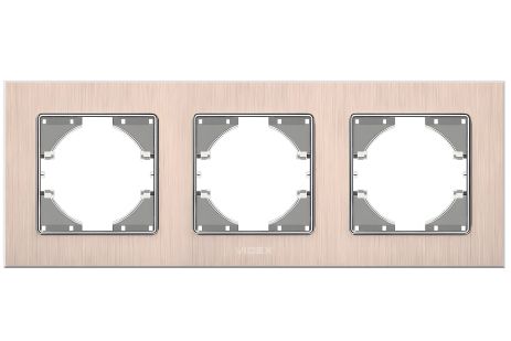 Рамка алюминиевая горизонтальная на 3 поста VIDEX BINERA VF-BNFRA3H-CP медного цвета