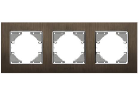 Рамка на 3 поста горизонтальна VIDEX BINERA VF-BNFRA3H-CH алюминиевая шоколадная