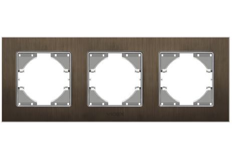 Рамка алюминиевая горизонтальная на 3 поста VIDEX BINERA VF-BNFRA3H-CH шоколадная
