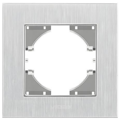 Горизонтальная алюминиевая рамка для 1 поста VIDEX BINERA VF-BNFRA1H-SL, серебро
