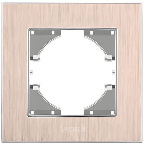 Алюминиева Рамка горизонтальна на 1 пост VIDEX BINERA VF-BNFRA1H-CP медного цвета