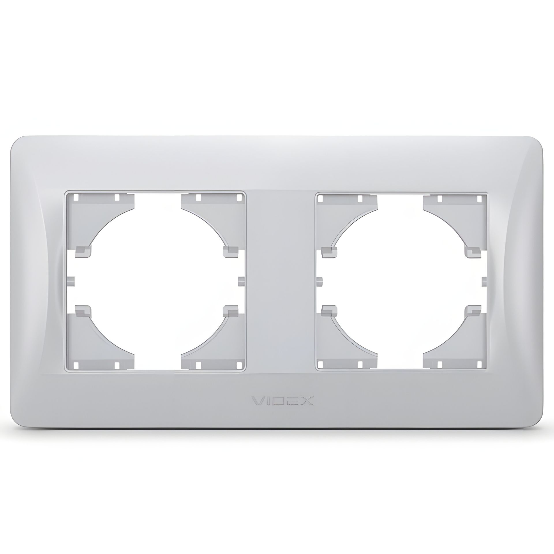 Пластиковая рамка на 2 поста VIDEX BINERA VF-BNFR2H-SS горизонтальная серебристая Пластиковая рамка на 2 поста VIDEX BINERA VF-BNFR2H-SS горизонтальная серебристая