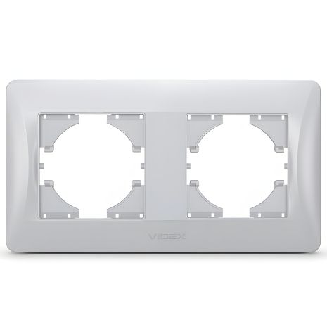 Пластиковая рамка на 2 поста VIDEX BINERA VF-BNFR2H-SS горизонтальная серебристая