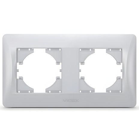 Рамка пластиковая VIDEX BINERA VF-BNFR2H-SS на 2 поста горизонтальная серебристая