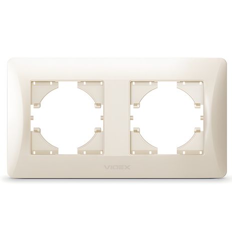 Пластиковая рамка на 2 поста горизонтальная VIDEX BINERA VF-BNFR2H-CR, кремовая
