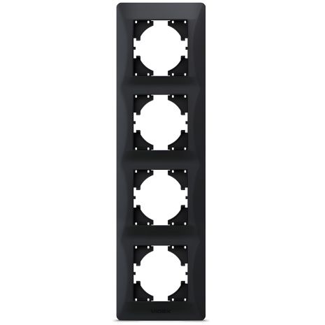 Рамка из пластика на 4 поста VIDEX BINERA VF-BNFR4V-BG, вертикальная, черный графит Рамка из пластика на 4 поста VIDEX BINERA VF-BNFR4V-BG, вертикальная, черный графит