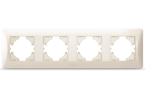 Пластикова рамка VIDEX BINERA (на 4 поста, горизонтальна, кремова, VF-BNFR4H-CR)
