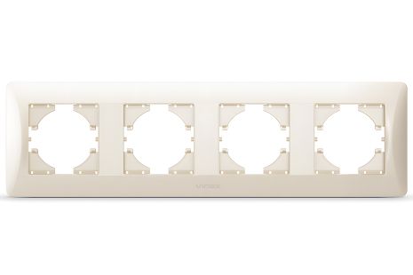 Кремовая пластиковая рамка на 4 поста VIDEX BINERA VF-BNFR4H-CR горизонтальная