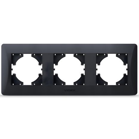 Пластиковая рамка на 3 поста VIDEX BINERA VF-BNFR3H-BG, горизонтальная, черный графит Пластиковая рамка на 3 поста VIDEX BINERA VF-BNFR3H-BG, горизонтальная, черный графит