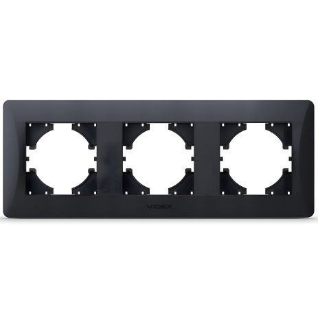 Пластиковая рамка на 3 поста VIDEX BINERA VF-BNFR3H-BG, горизонтальная, черный графит