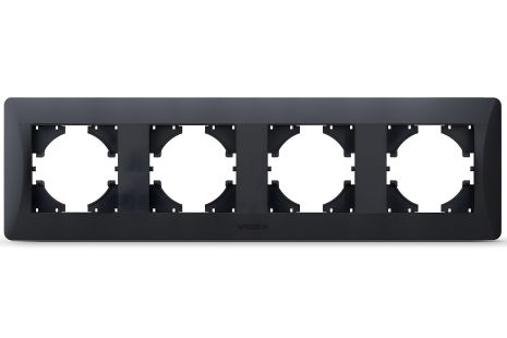 Пластикова рамка на 4 поста VIDEX BINERA VF-BNFR4H-BG горизонтальна черний графит