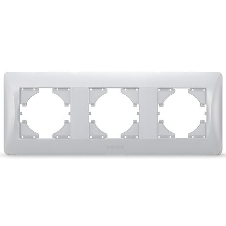 Пластиковая рамка на 3 поста VIDEX BINERA VF-BNFR3H-SS горизонтальная серебристая