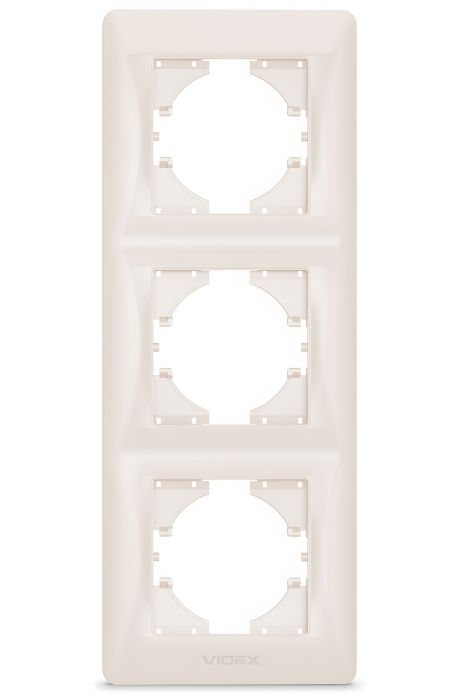 Рамка пластиковая VIDEX BINERA VF-BNFR3V-CR вертикальная кремовая на 3 поста Рамка пластиковая VIDEX BINERA VF-BNFR3V-CR вертикальная кремовая на 3 поста