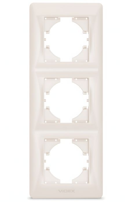Пластикова рамка на 3 поста VIDEX BINERA VF-BNFR3V-CR, вертикальна, кремова