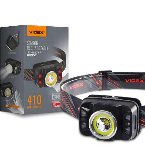 Налобный фонарь Videx 410Lm 5000K с дальностью света до 86 м и датчиком движения (VLF-H035C)