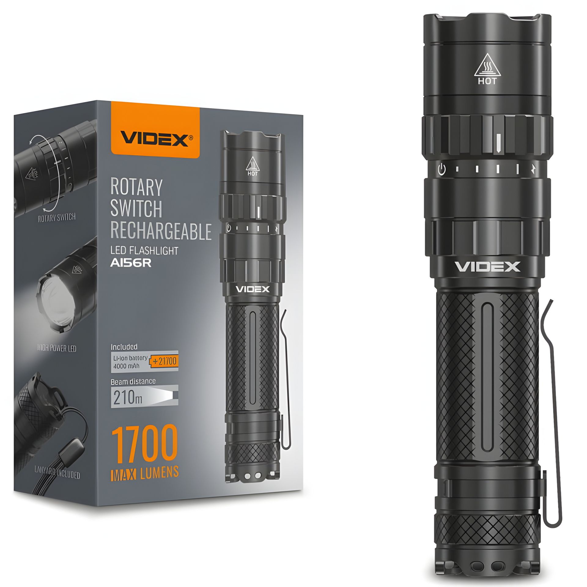 Ліхтар Videx 1700Lm 6500K до 210 м дальність світла, алюмінієвий корпус, з акумулятором (VLF-A156R) Ліхтар Videx 1700Lm 6500K до 210 м дальність світла, алюмінієвий корпус, з акумулятором (VLF-A156R)