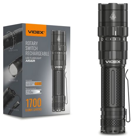 Ліхтар Videx 1700Lm 6500K до 210 м дальність світла, алюмінієвий корпус, з акумулятором (VLF-A156R)