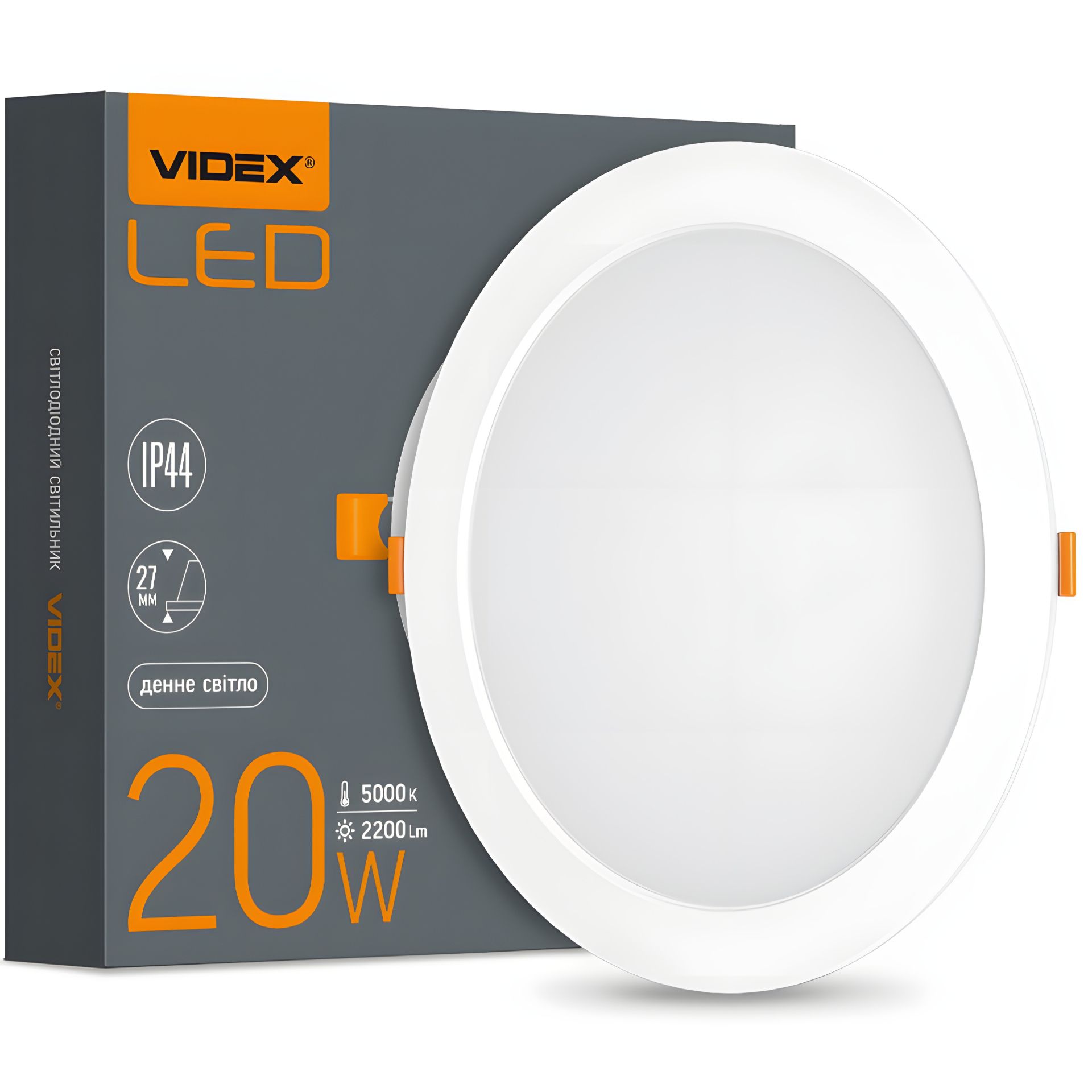 Круглий вбудовуваний точечний світильник VIDEX Back 20W 5000K VL-DLBR-205 Круглий вбудовуваний точечний світильник VIDEX Back 20W 5000K VL-DLBR-205