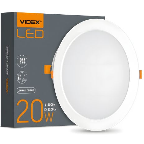 Круглий вбудовуваний точечний світильник VIDEX Back 20W 5000K VL-DLBR-205
