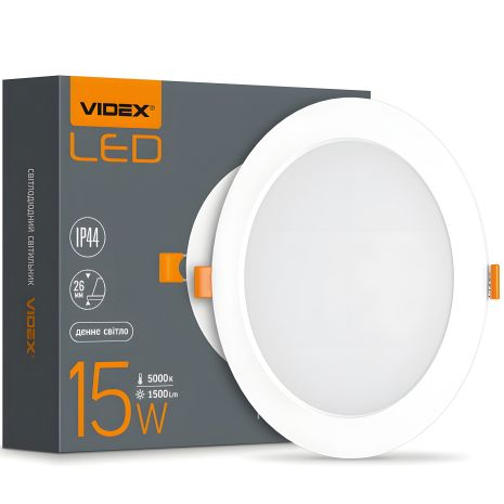Вбудований круглий світильник VIDEX Back 15W 5000K VL-DLBR-155 (точковий)