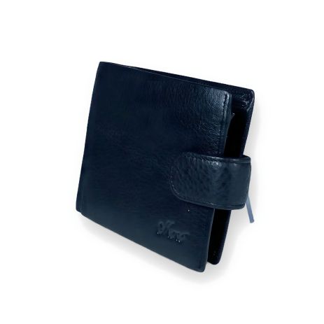 Компактный мужской кожаный кошелек с кнопочной застежкой, цвет черный Компактный мужской кожаный кошелек с кнопочной застежкой, цвет черный