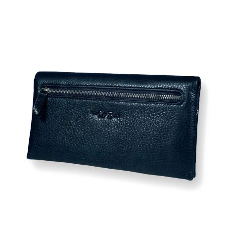 Черный кожаный мужской кошелек с тремя отделениями для купюр и 19 ячейками для карточек