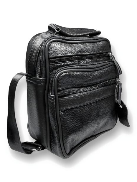 Сумка через плечо комфортная, 3 л, черная, пять отделений