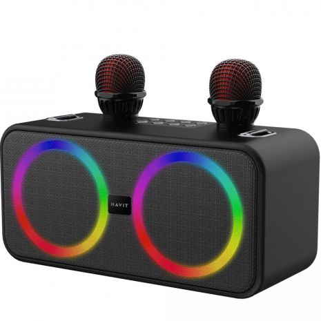 Акустическая система с караоке и 2 микрофонами HAVIT HV-SK856BT 20W RGB черная