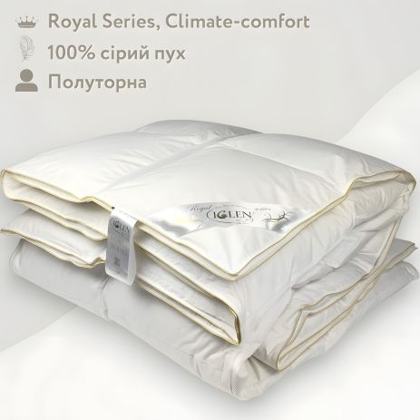 Пуховое одеяло с серым пухом100% Royal Series Climate-comfort IGLEN 160х215 (16021510GRS)