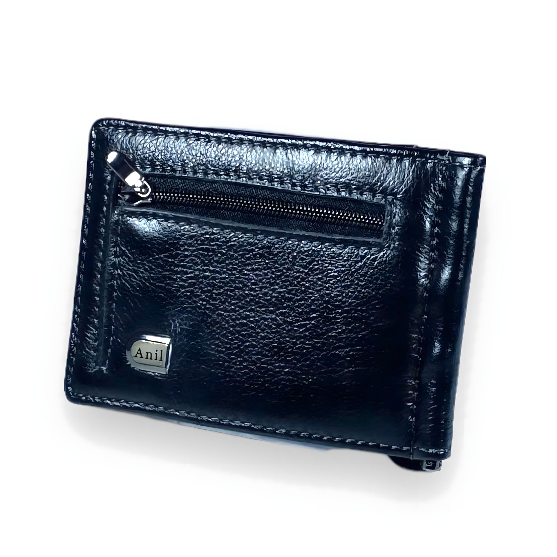 Чоловічий шкіряний гаманець-затискач чорного кольору Чоловічий шкіряний гаманець-затискач чорного кольору