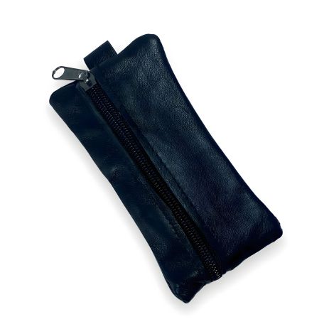 Ключниця з натуральної шкіри, ручна робота, два відділення на замках, чорна